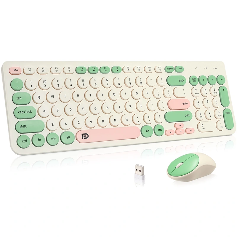 Combo de teclado y mouse inalámbricos para máquina de escribir retro de 2,4 GHz